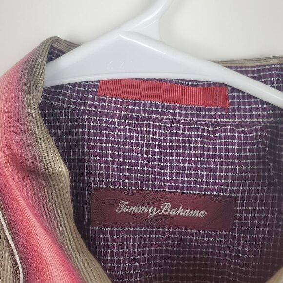 TOMMY BAHAMA Vertical Stripe Long Sleeve Button Down Silk Shirt Collared Dress - Picture 3 of 6